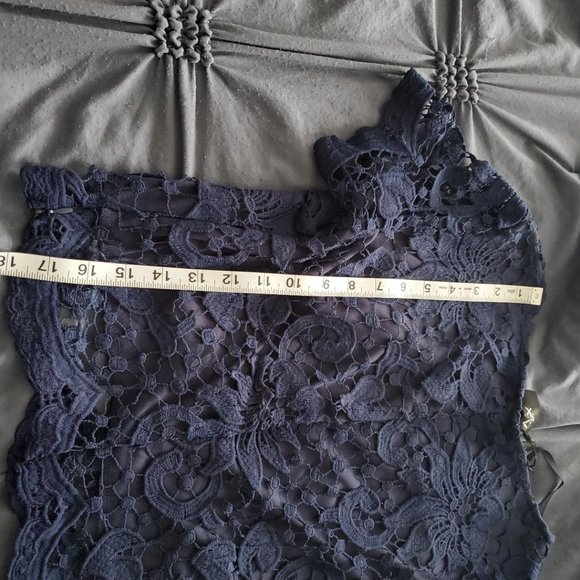 AX Paris Women's short sleeve crochet 2 piece navy dress - Picture 9 of 10